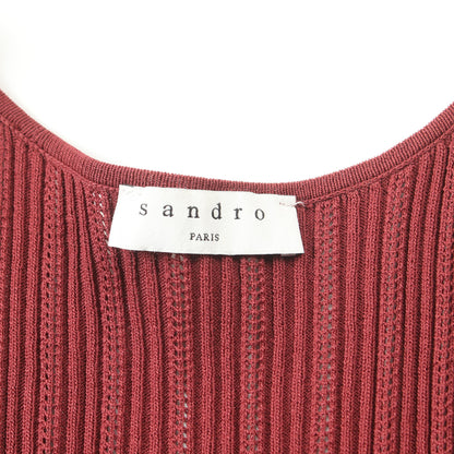 ニットワンピース 半袖 ビスコース ボルドー サンドロ ワンピース sandro