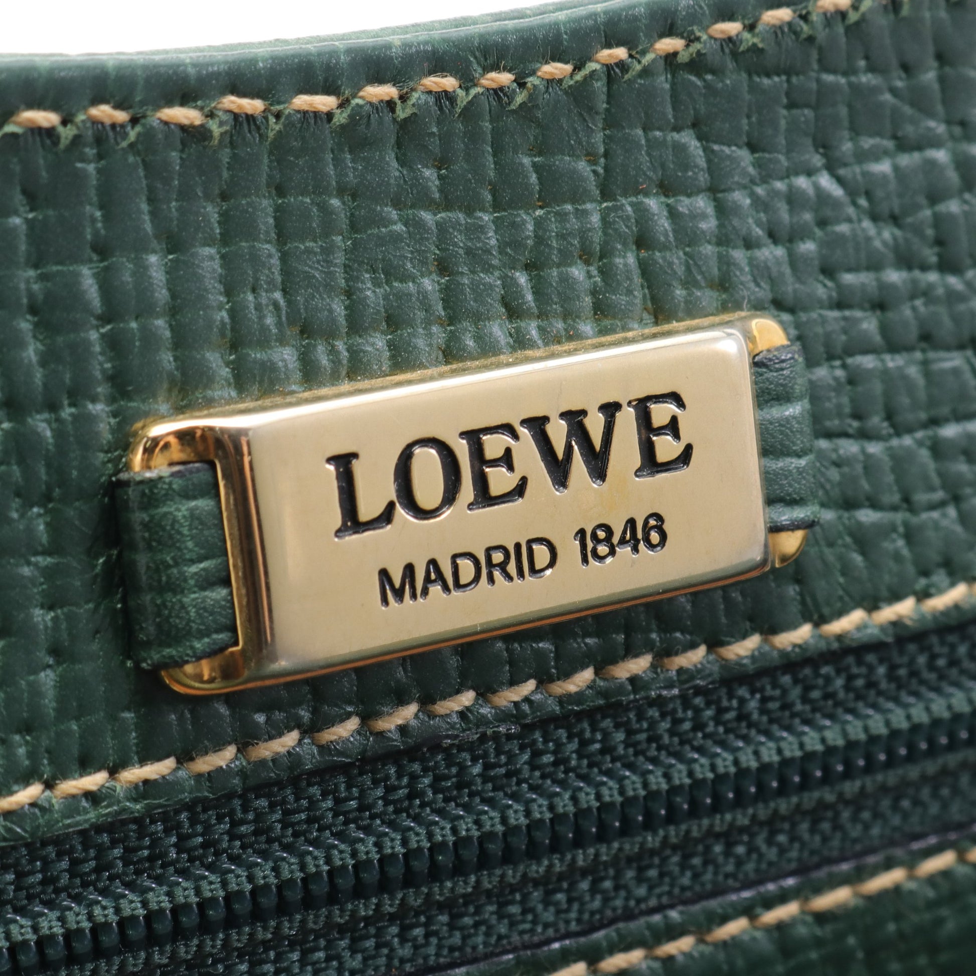 バルセロナ ハンドバッグ レザー ダークグリーン ロエベ バッグ LOEWE