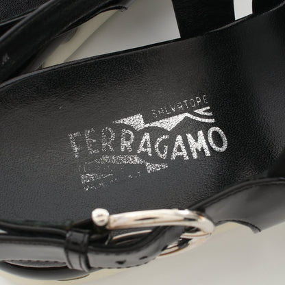 サンダル エナメルレザー ファブリック ブラック ビーズ サルヴァトーレフェラガモ シューズ Salvatore Ferragamo