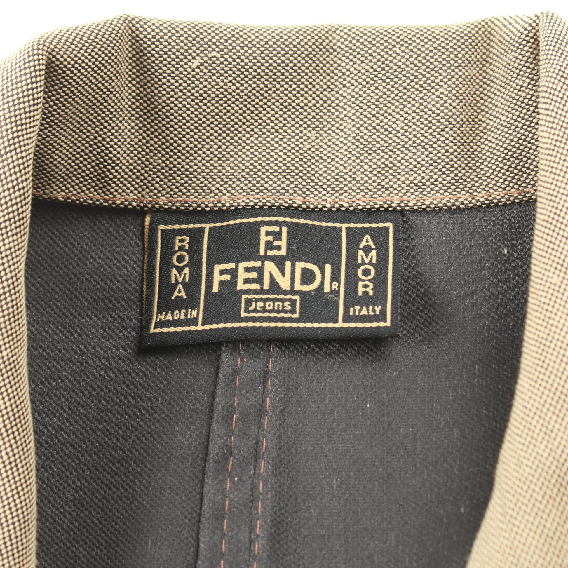 ロゴ ジップアップ ジャケット カーキベージュ ヴィンテージ フェンディ アウター FENDI