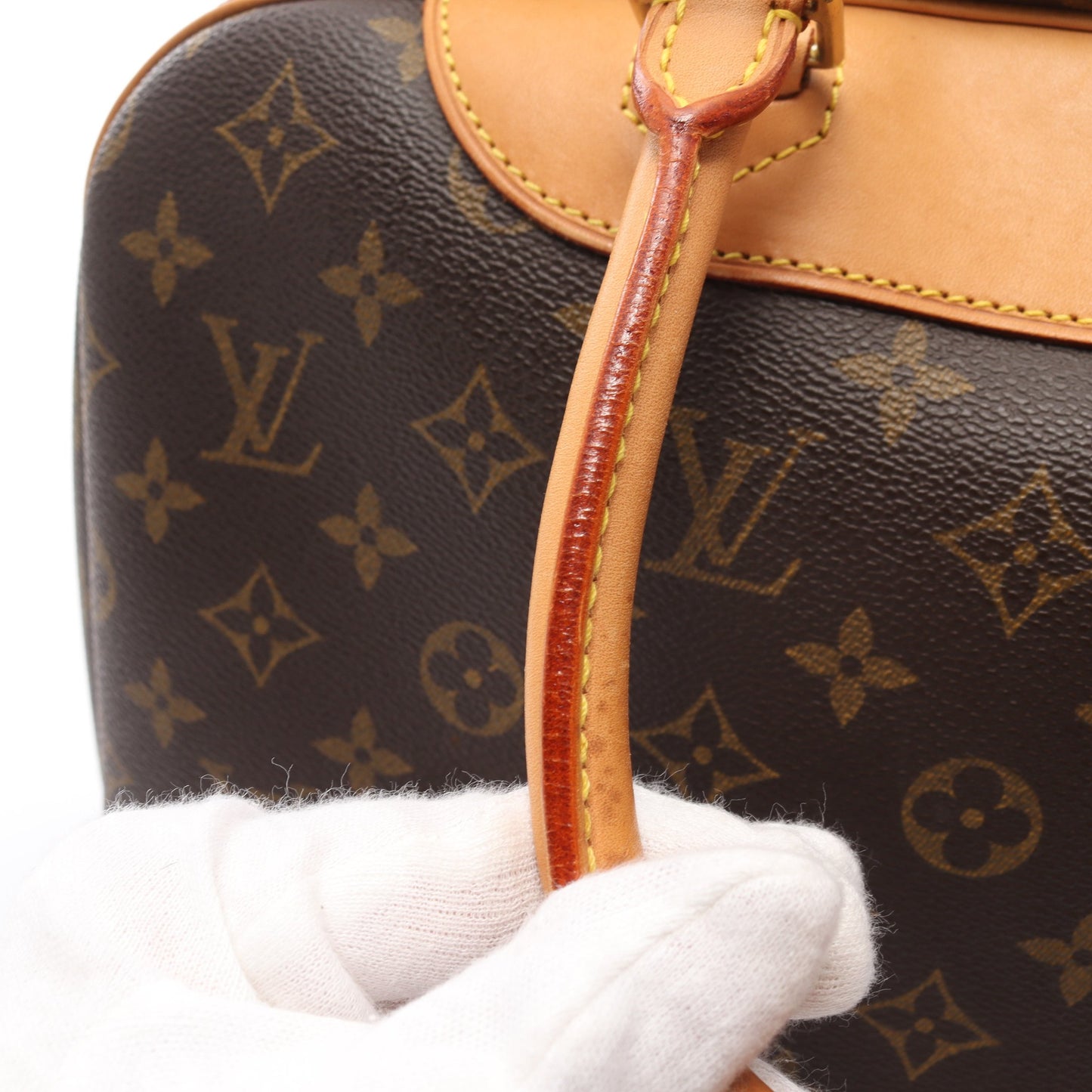 ドーヴィル ボーリングヴァニティ モノグラム ハンドバッグ PVC レザー ブラウン ルイヴィトン バッグ LOUIS VUITTON