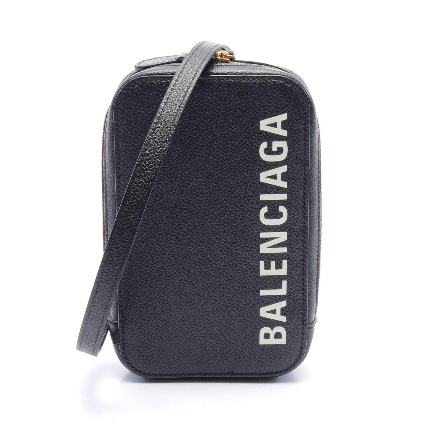 CASH ZIP PHONE HOLDER ショルダーバッグ レザー ブラック バレンシアガ バッグ BALENCIAGA