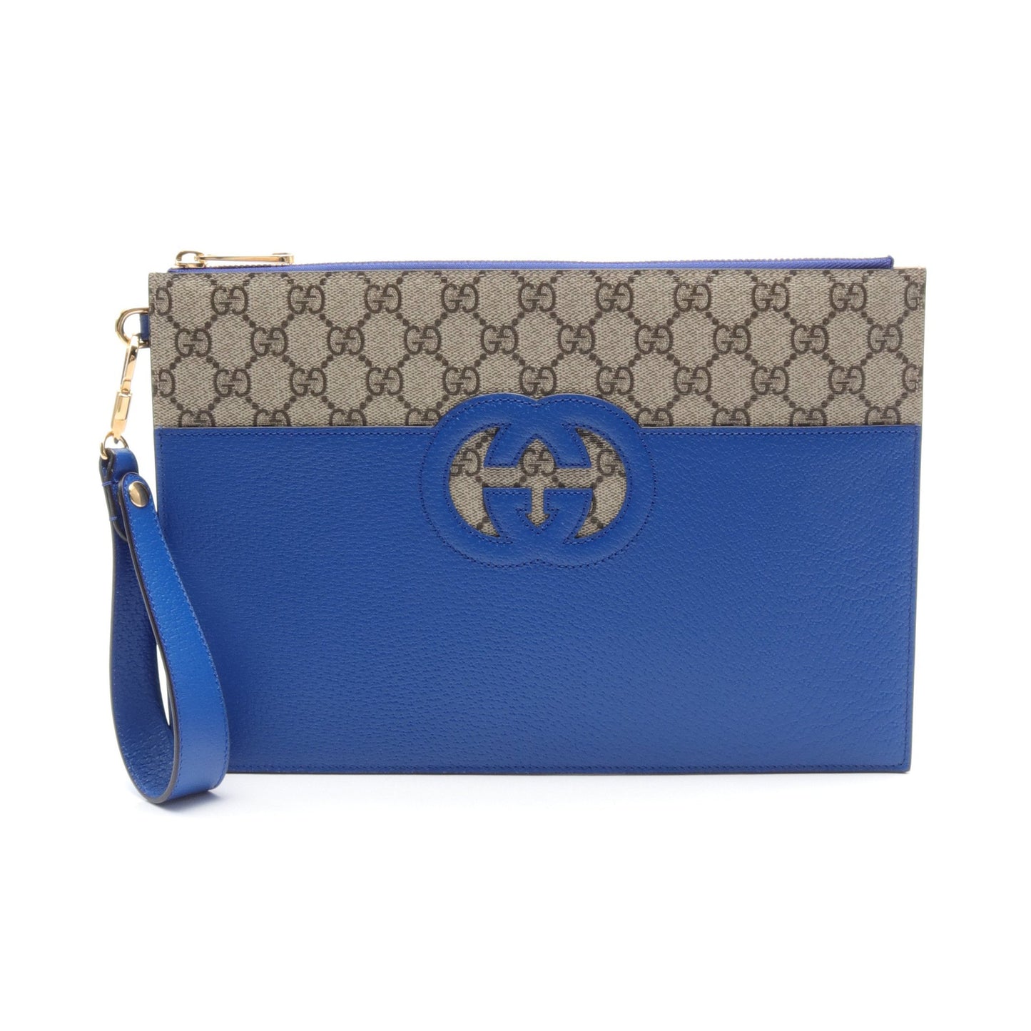 インターロッキングG GGスプリーム クラッチバッグ レザー PVC ブルー ブラウン ベージュ グッチ バッグ GUCCI