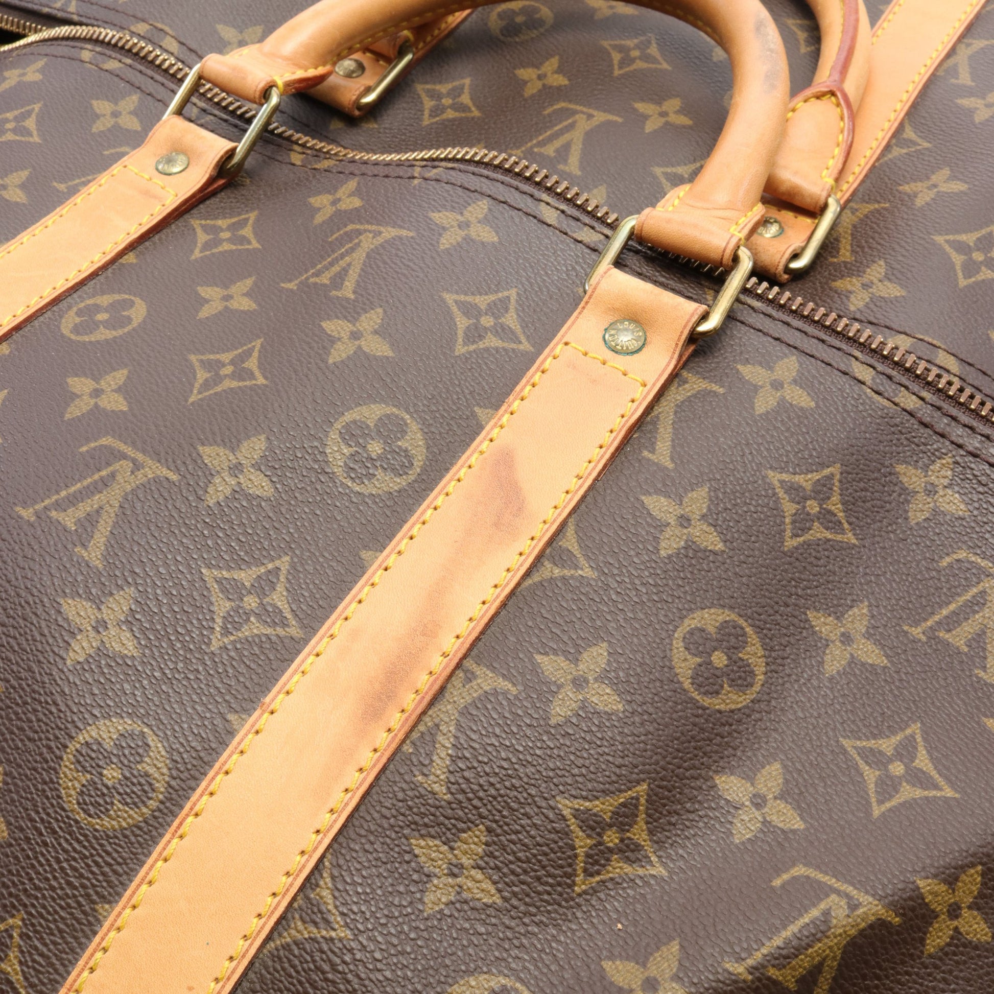 キーポル バンドリエール55 モノグラム ボストンバッグ PVC レザー ブラウン 2WAY ルイヴィトン バッグ LOUIS VUITTON