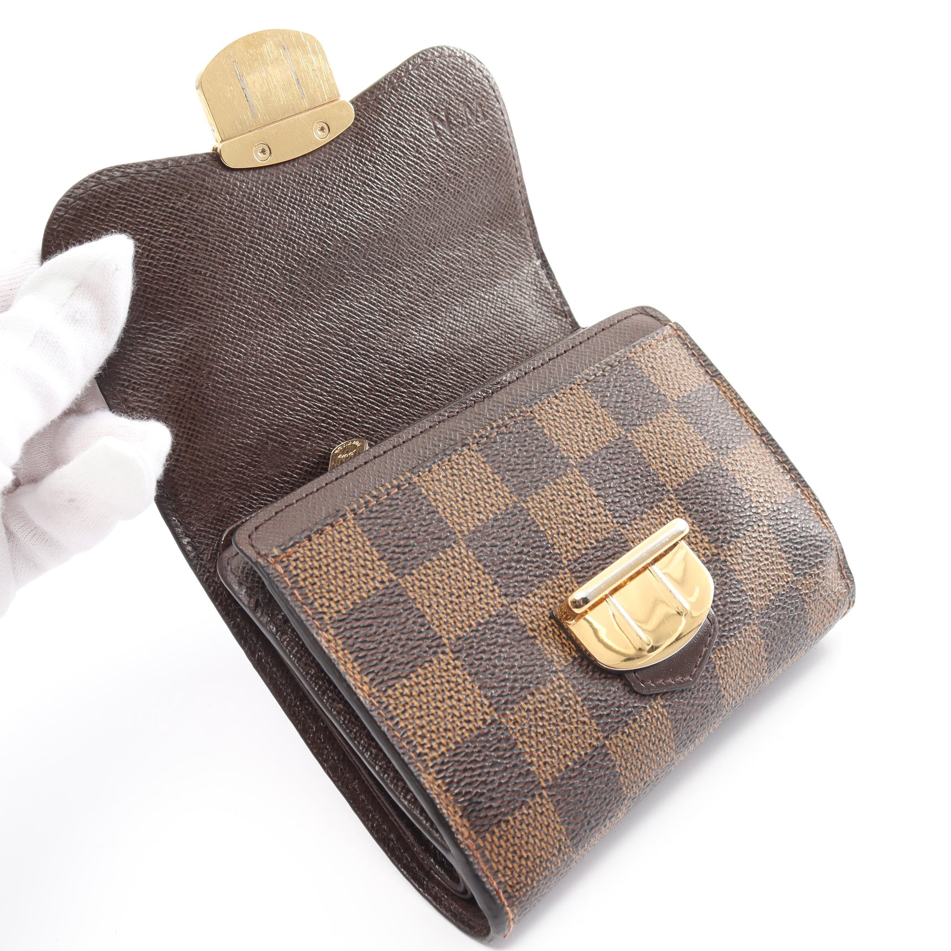 ポルトフォイユ ジョイ ダミエエベヌ 三つ折り財布 PVC レザー ブラウン ルイヴィトン 財布・小物 LOUIS VUITTON