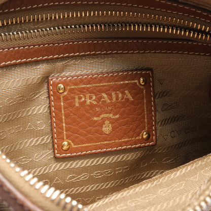 LOGO JACQUARD ショルダーバッグ ジャガード レザー カーキブラウン ブラウン プラダ バッグ PRADA