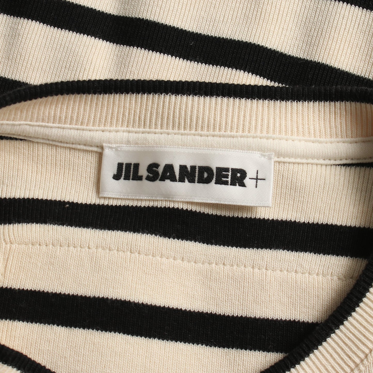 カットソー クルーネック 長袖 ボーダー コットン アイボリー ブラック ジルサンダープラス トップス JIL SANDER＋