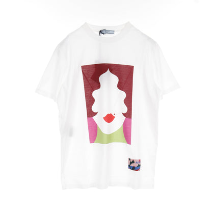 JWP LADY Tシャツ フロントプリント コットン ホワイト マルチカラー プラダ トップス PRADA