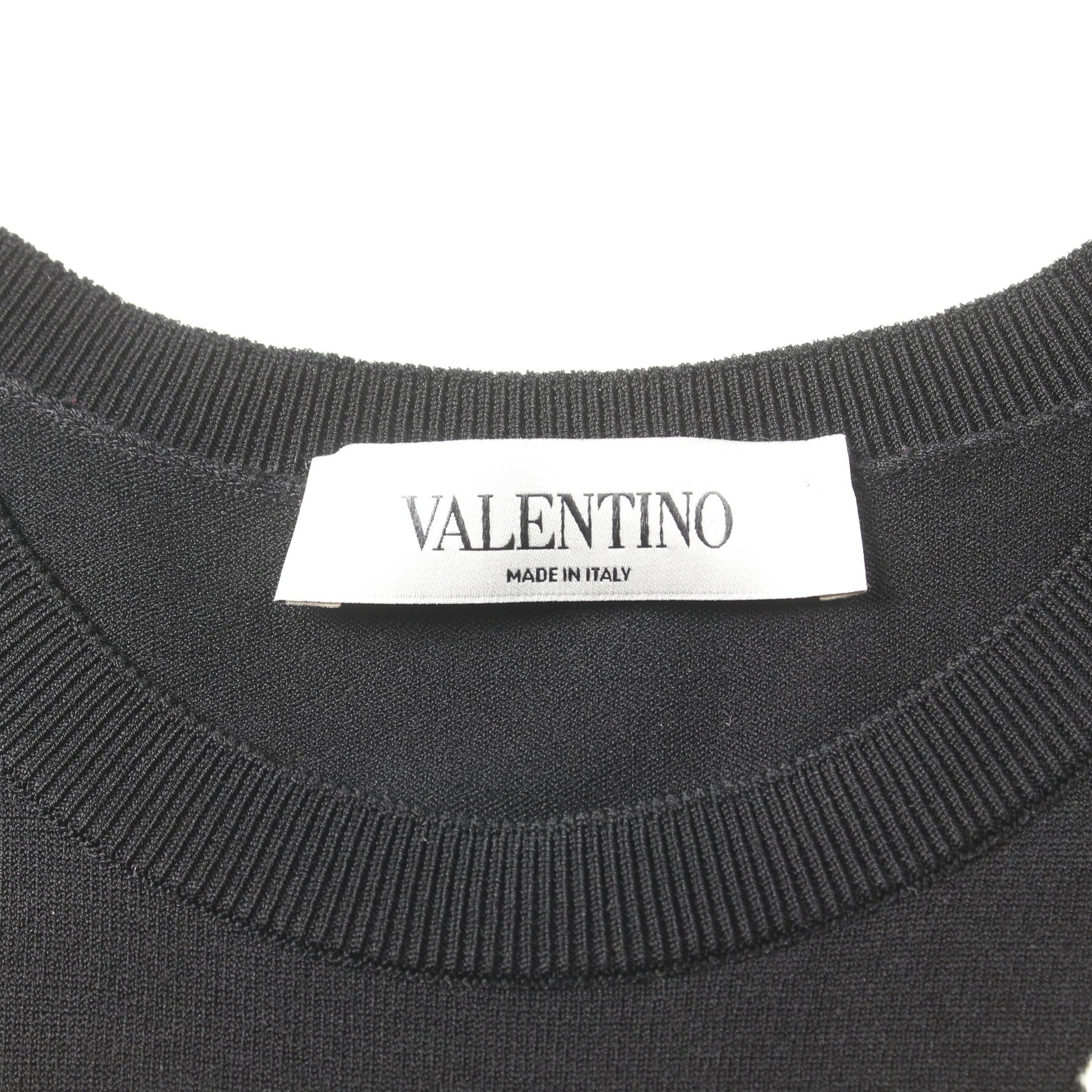 ニットワンピース 半袖 刺繍 レーヨン ブラック ホワイト ヴァレンティノ ワンピース VALENTINO