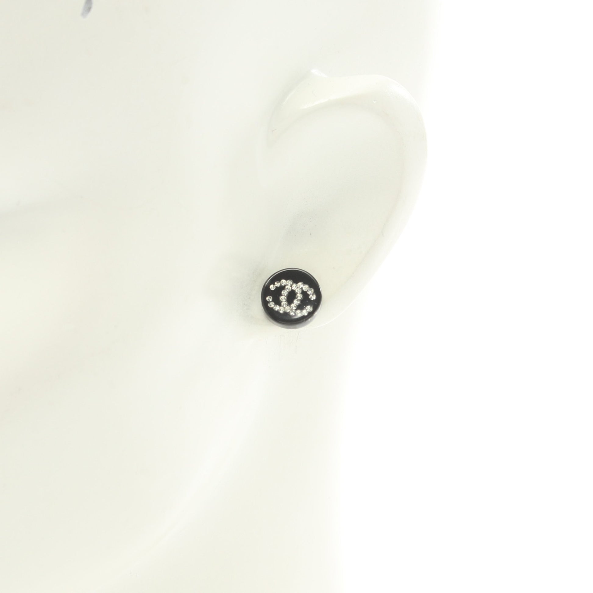 ココマーク ピアス ラインストーン ブラック クリア シルバー 03A シャネル アクセサリー CHANEL