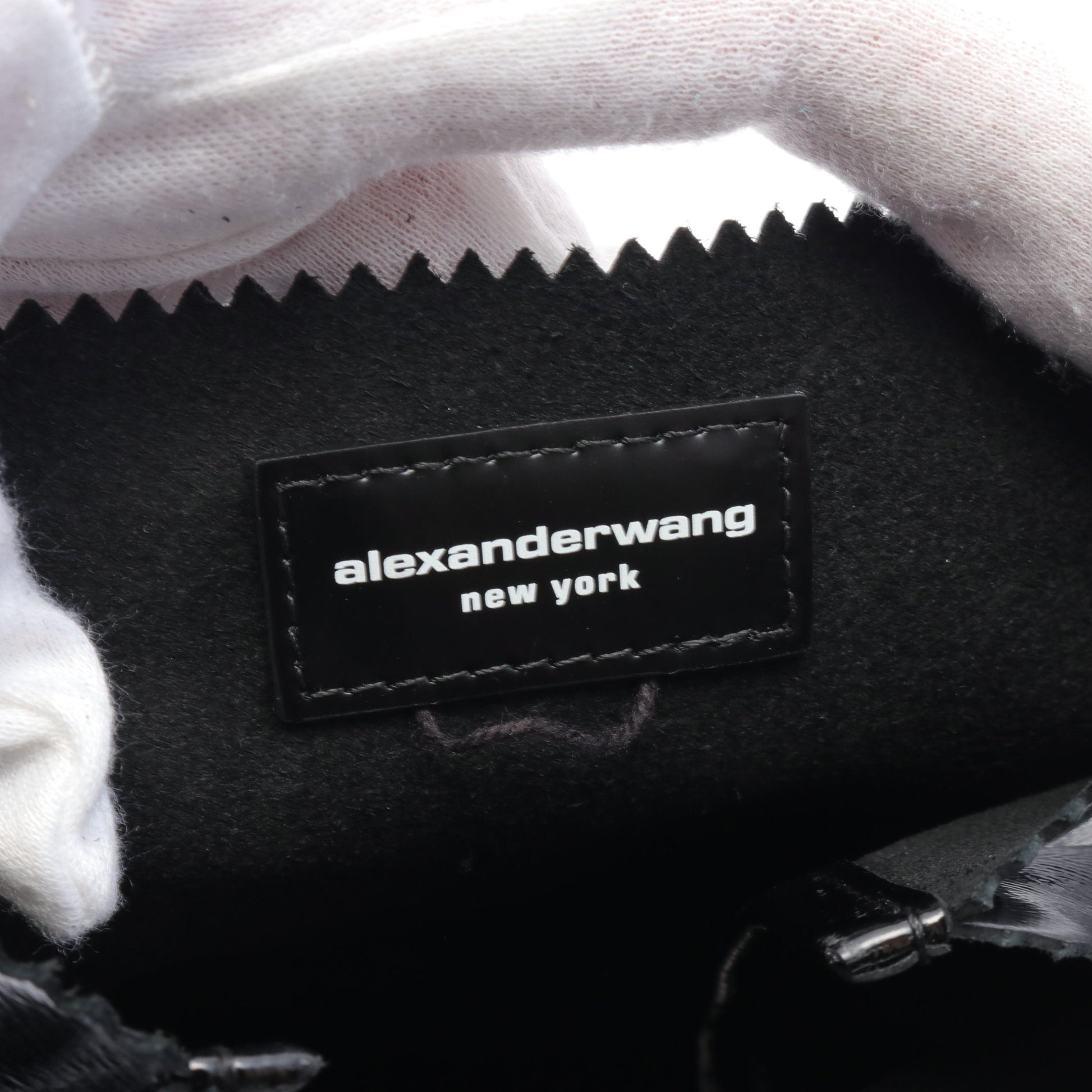 ランチバッグ クラッチバッグ ロゴプリント エナメルレザー ブラック アレキサンダーワン バッグ ALEXANDER WANG