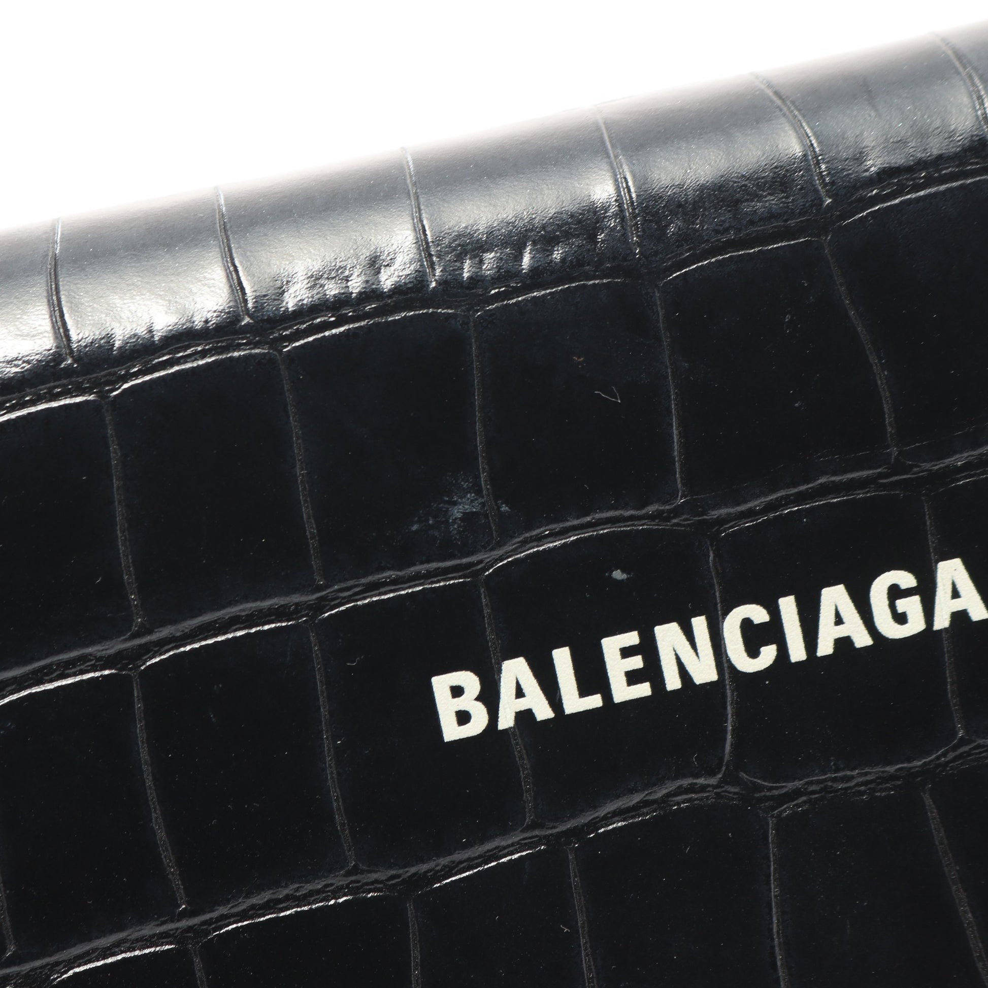 二つ折り長財布 レザー ブラック クロコ型押し バレンシアガ 財布・小物 BALENCIAGA