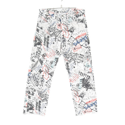 GRAFFITI SPLATTER CAPRI JEANS デニムパンツ コットン ホワイト マルチカラー ダメージ加工 20SS メゾンマルジェラ1 ボトムス Maison Margiela 1