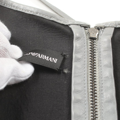 ワンピース ノースリーブ ラムレザー グレー エンポリオアルマーニ ワンピース EMPORIO ARMANI