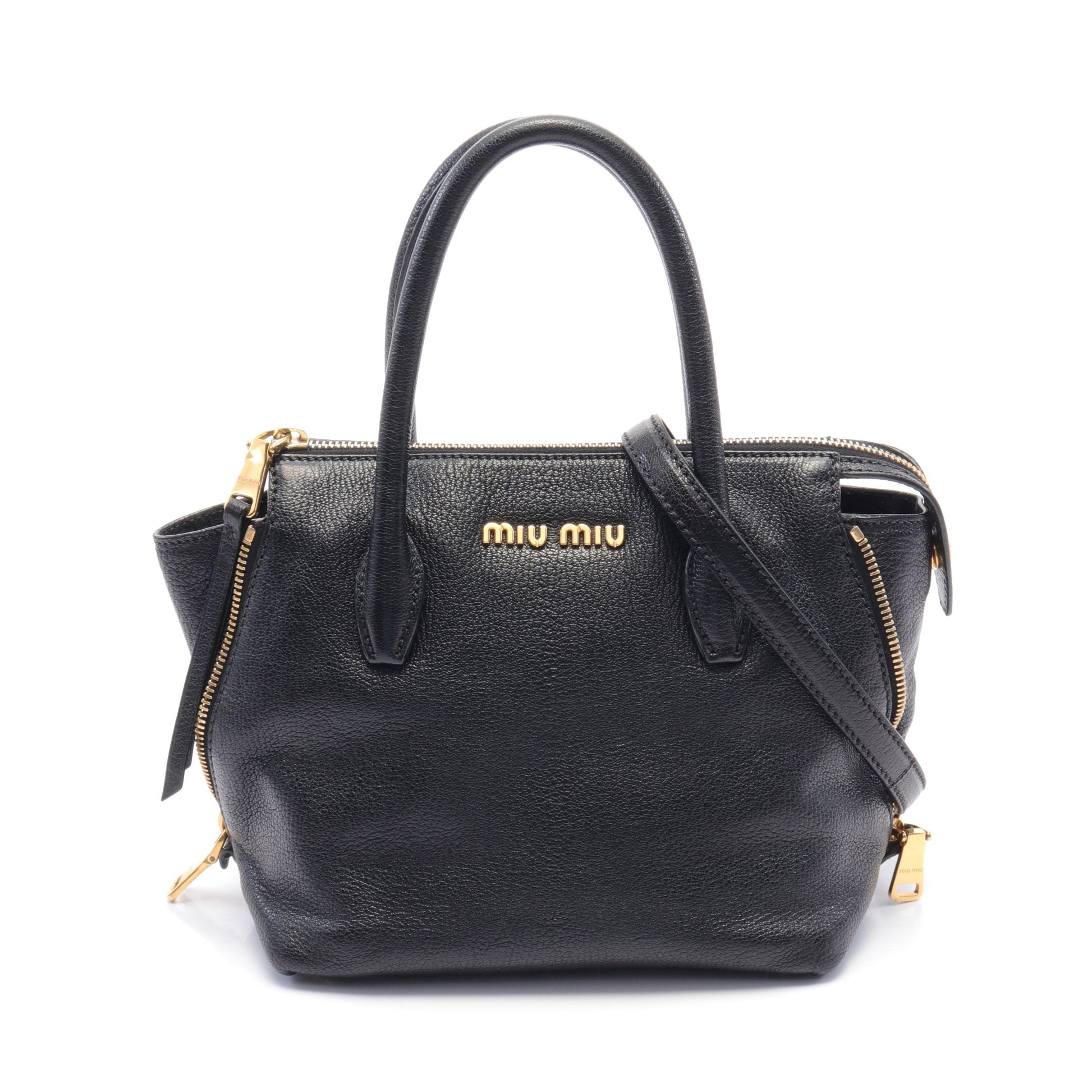 ハンドバッグ レザー ブラック 2WAY ミュウミュウ バッグ miu miu