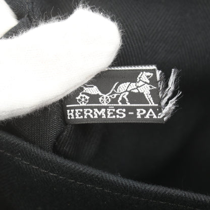 ヴァルパライソロング MM ハンドバッグ トワルシェブロン レザー ブラック シルバー金具 エルメス バッグ HERMES