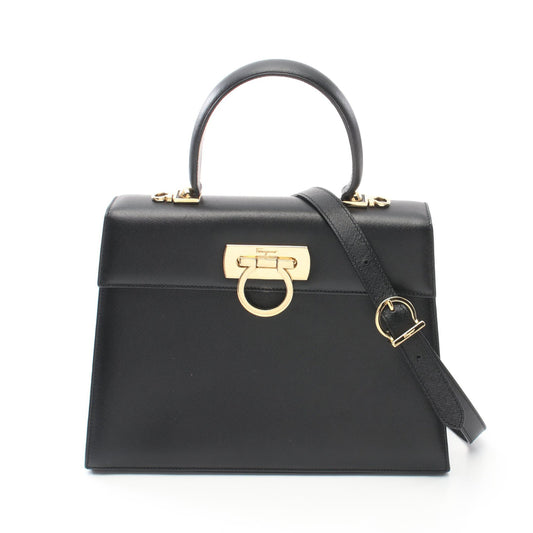 ガンチーニ ハンドバッグ レザー ブラック 2WAY サルヴァトーレフェラガモ バッグ Salvatore Ferragamo