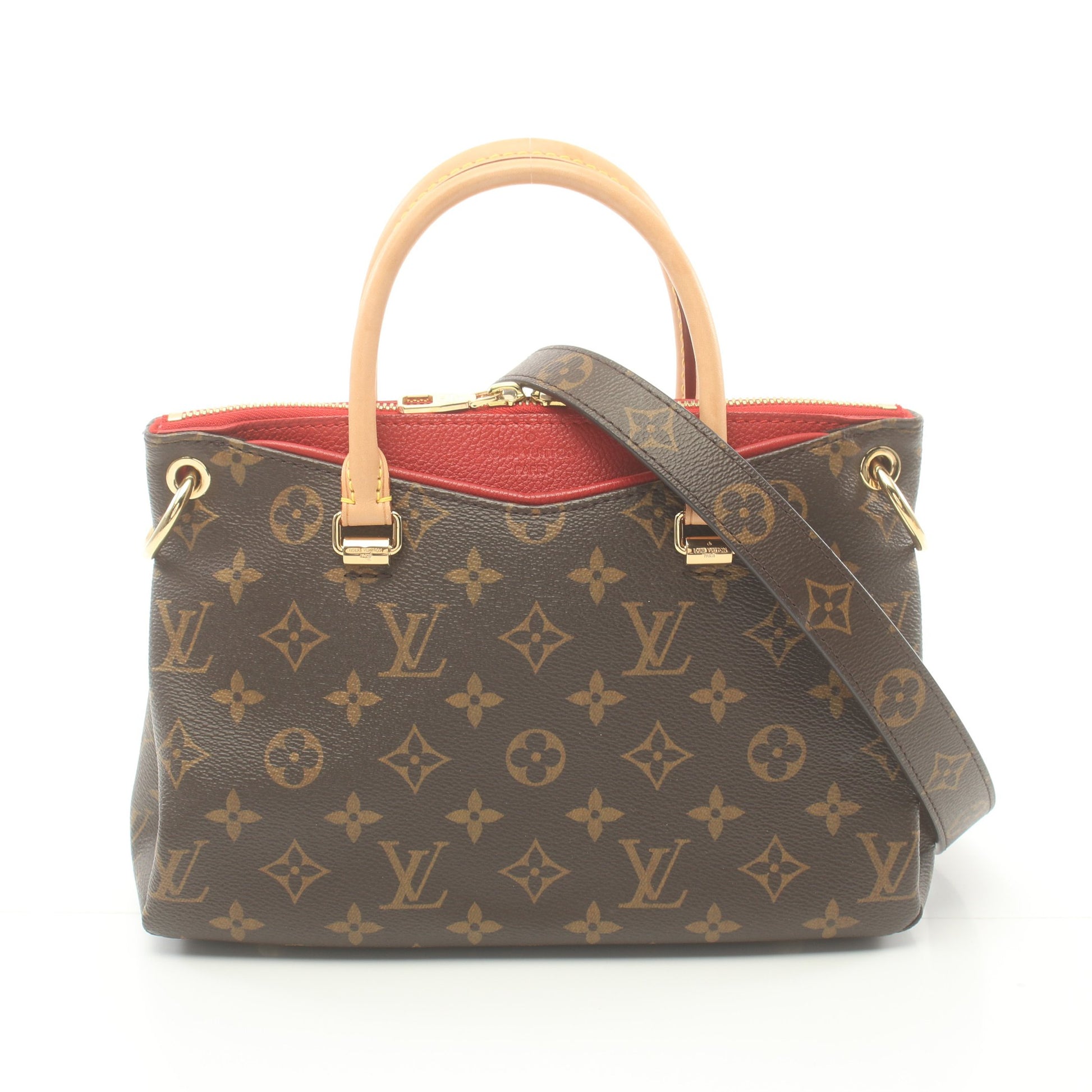 パラスBB モノグラム スリーズ ハンドバッグ PVC レザー ブラウン レッド 2WAY ルイヴィトン バッグ LOUIS VUITTON