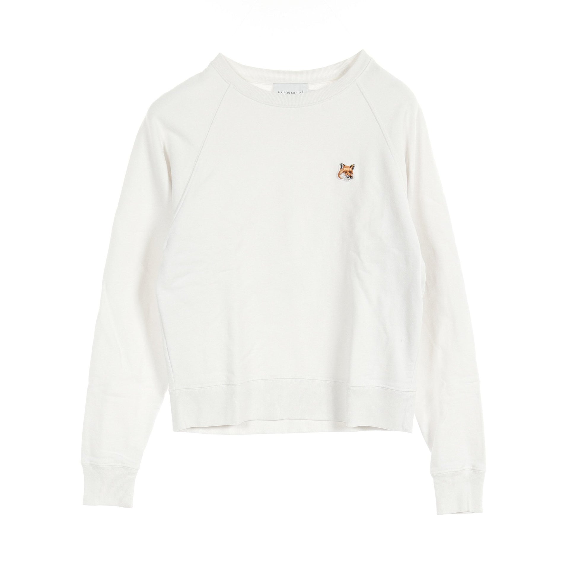 フォックスヘッド パッチ スウェットシャツ クルーネック コットン ホワイト メゾンキツネ トップス MAISON KITSUNE