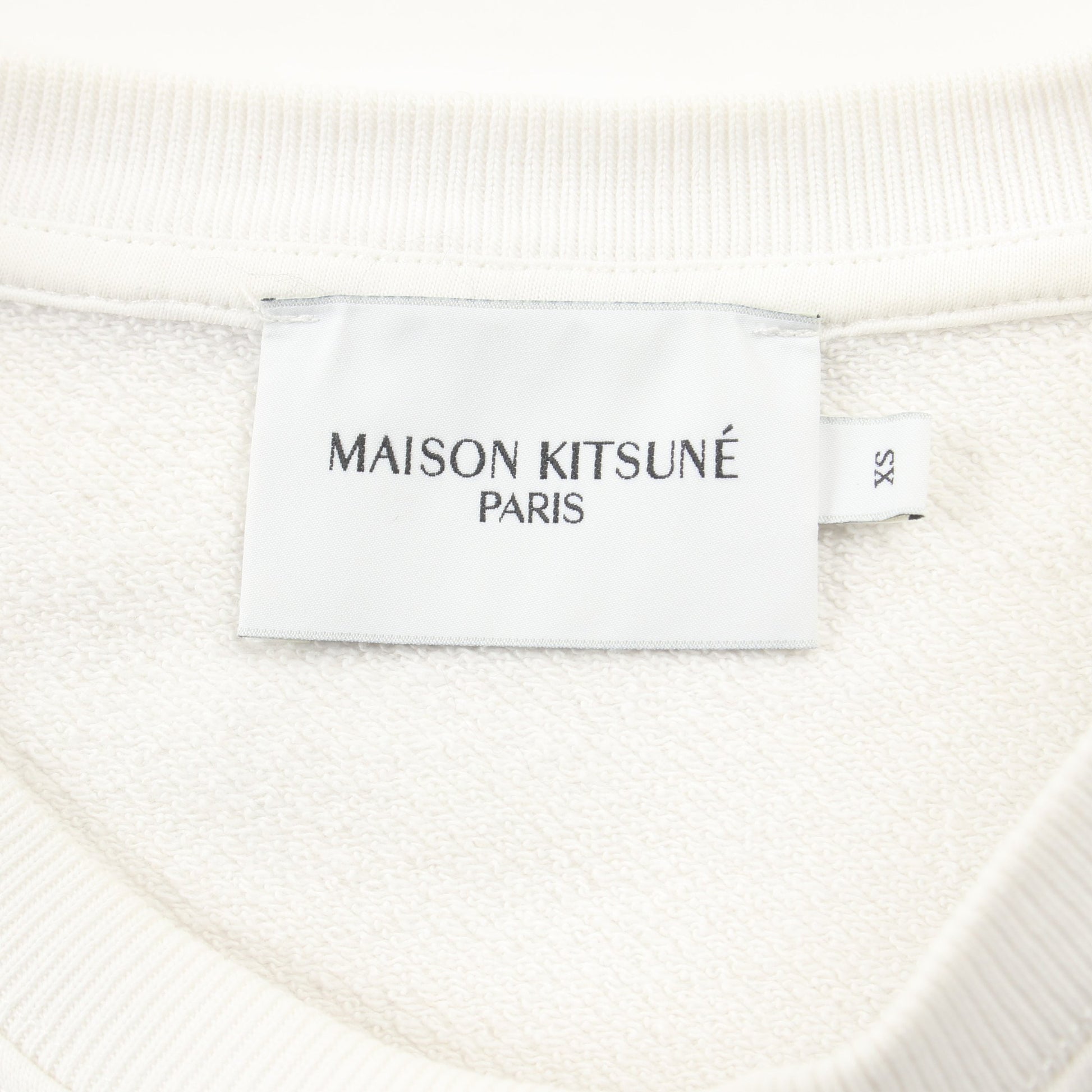 フォックスヘッド パッチ スウェットシャツ クルーネック コットン ホワイト メゾンキツネ トップス MAISON KITSUNE