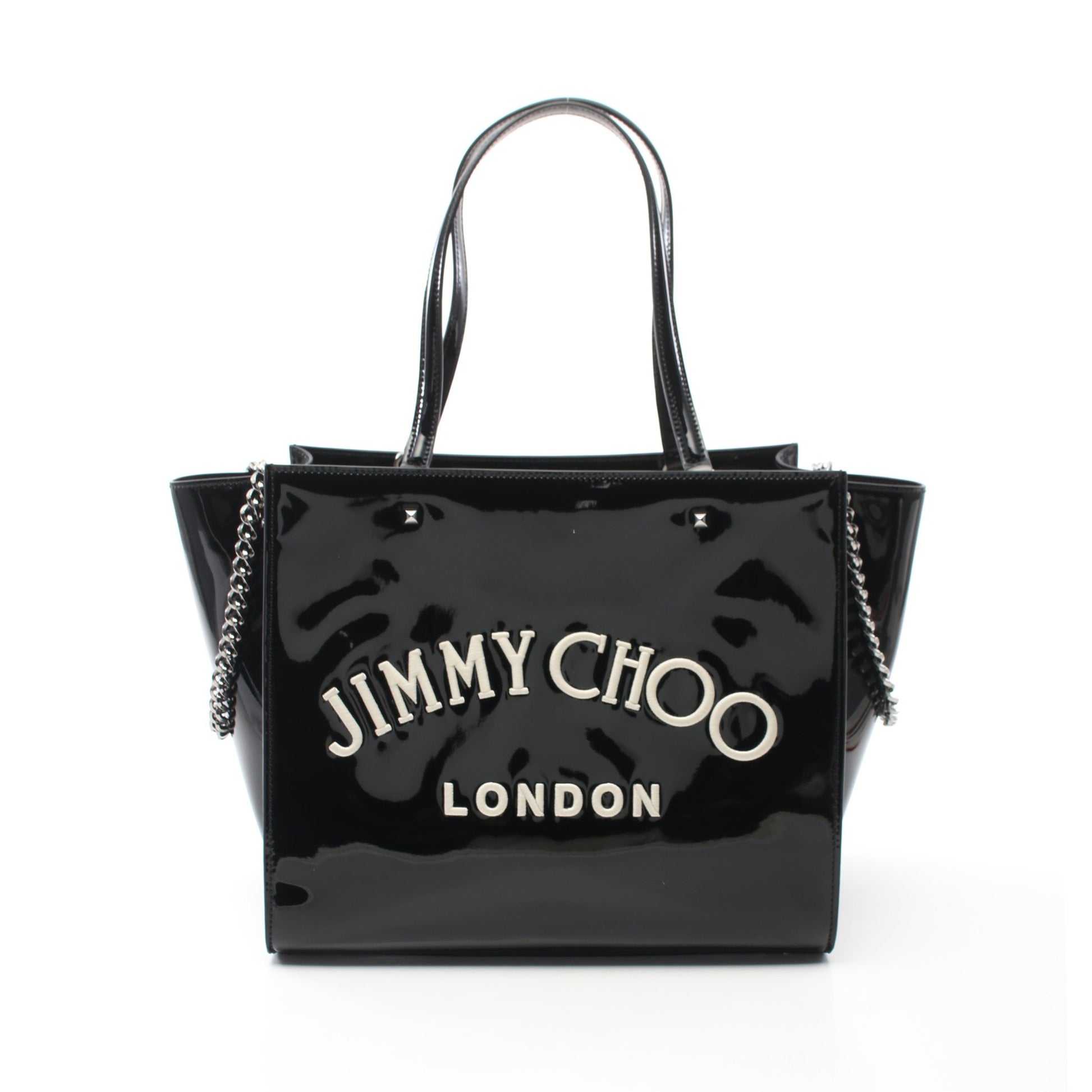 VARENNE TOTE BAG BQI ショルダーバッグ トートバッグ エナメルレザー ブラック 2WAY ジミーチュウ バッグ JIMMY CHOO