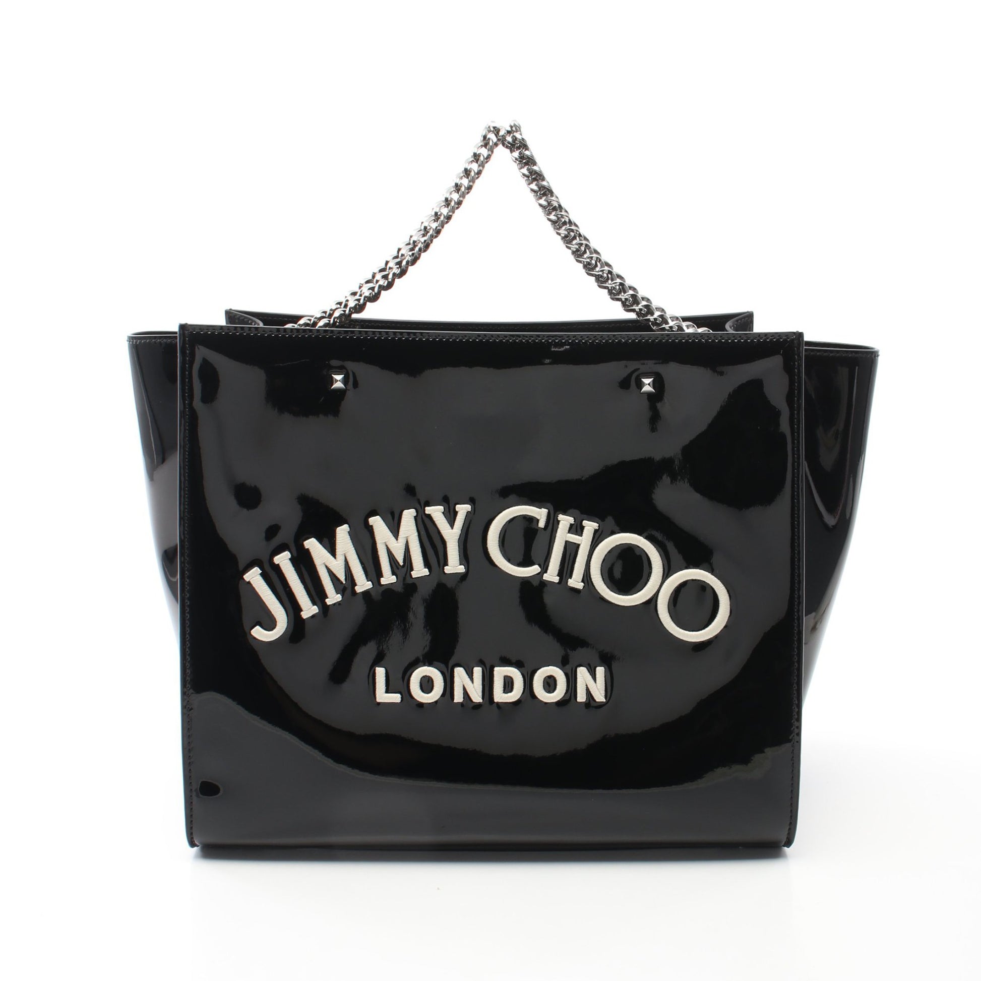 VARENNE TOTE BAG BQI ショルダーバッグ トートバッグ エナメルレザー ブラック 2WAY ジミーチュウ バッグ JIMMY CHOO