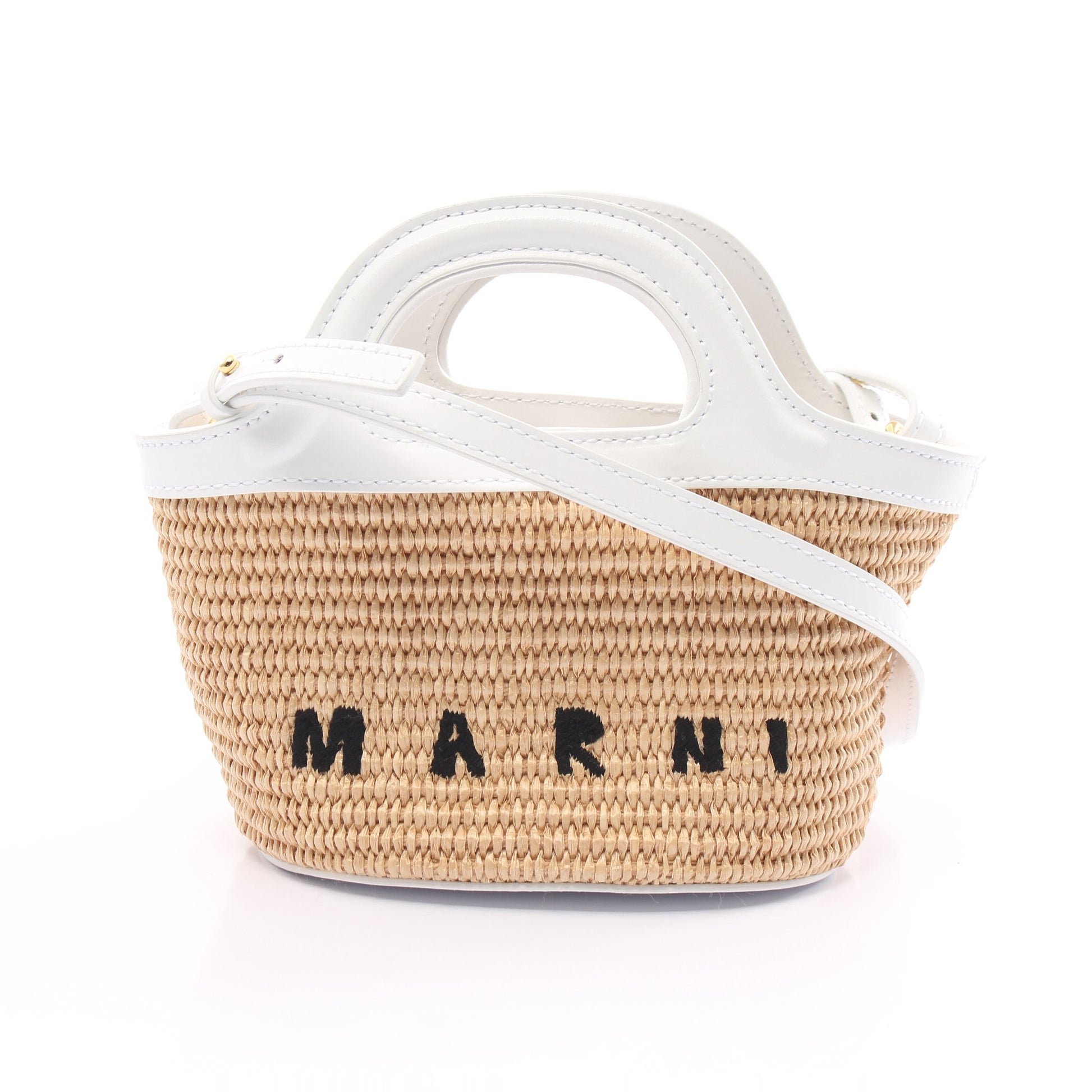 TROPICALIA MICRO ハンドバッグ レザー ラフィア ベージュ ホワイト 2WAY マルニ バッグ MARNI