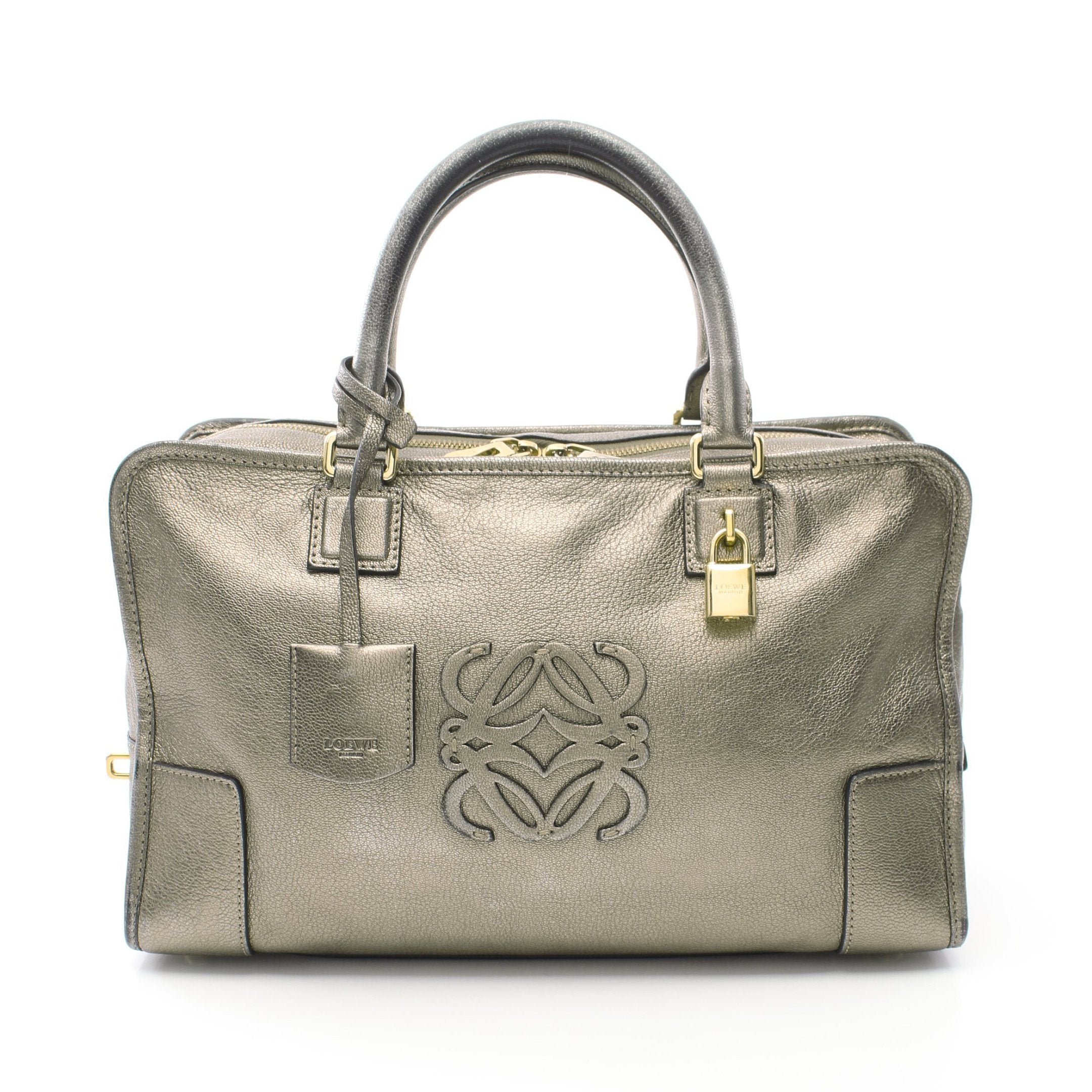 LOEWE ロエベ　アマソナ36 メタリック　ハンドバッグ アマソナ36 ハンドバッグ レザー グレーグリーン メタリック ロエベ