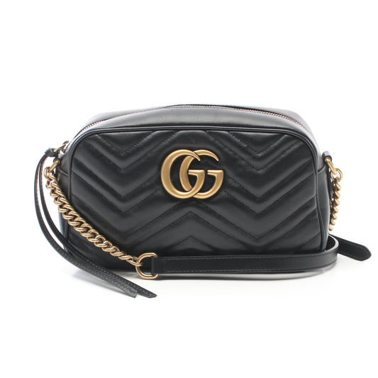 GGマーモント チェーンショルダーバッグ レザー ブラック グッチ バッグ GUCCI