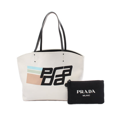 CANAPA カナパ ショルダーバッグ トートバッグ キャンバス レザー ホワイト ブラック マルチカラー プラダ バッグ PRADA