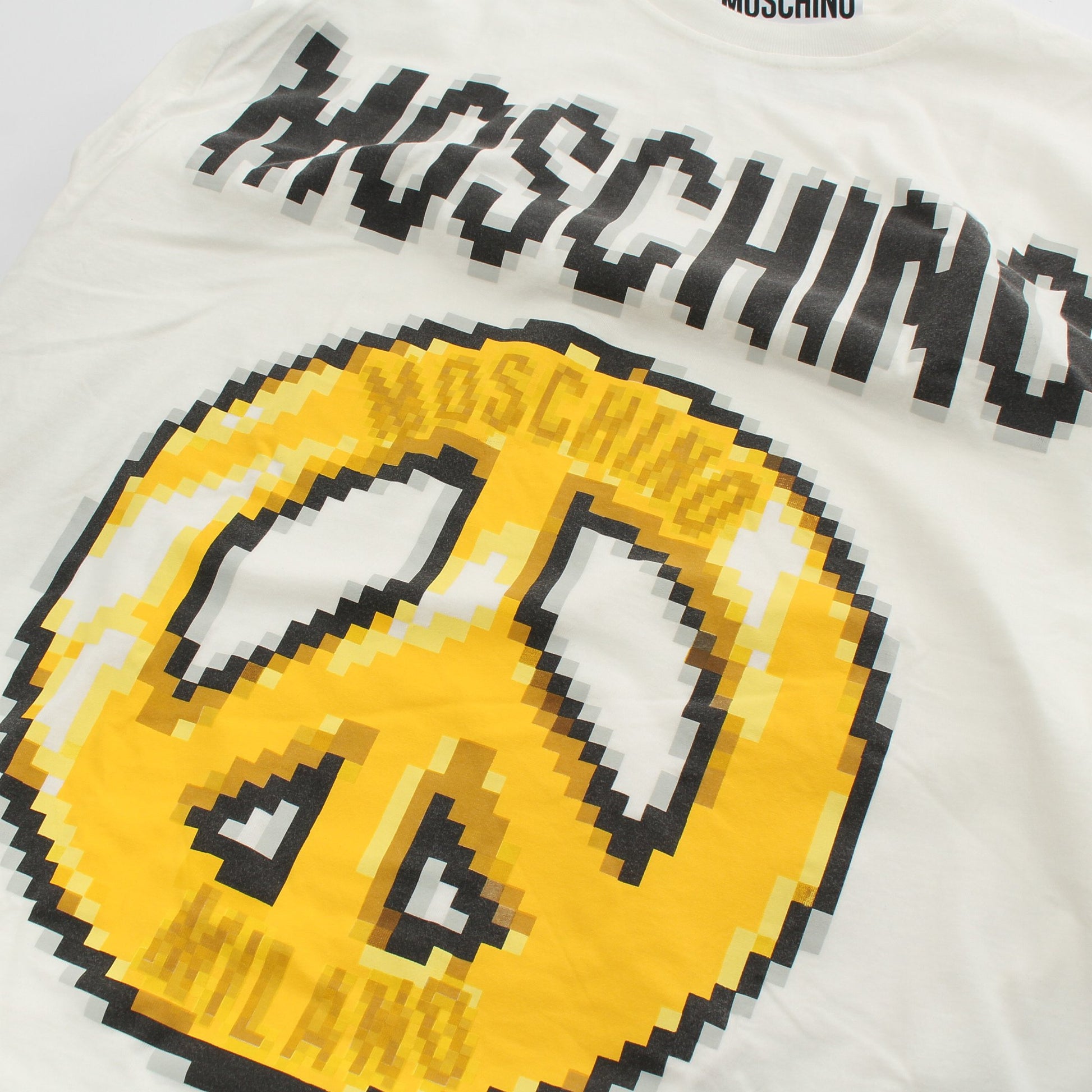 モザイクピース ロゴ Tシャツ ノースリーブ コットン オフホワイト マルチカラー モスキーノ トップス MOSCHINO