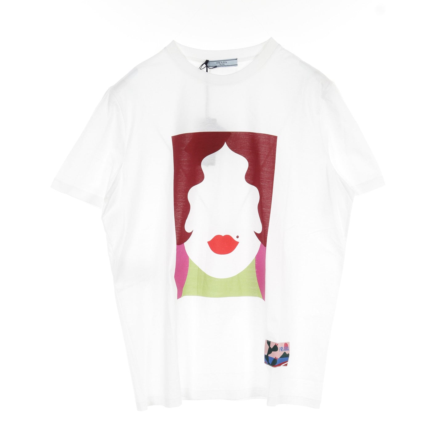 JWP LADY Tシャツ クルーネック コットン ホワイト マルチカラー プラダ トップス PRADA