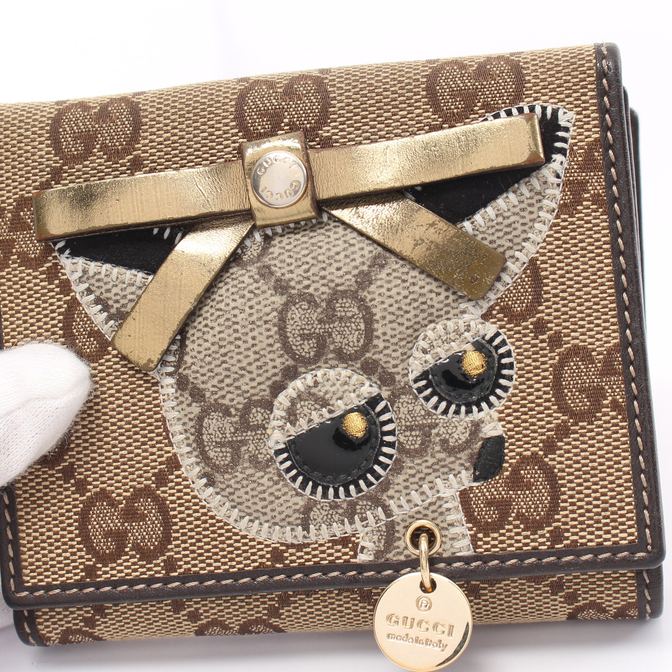 グッチ GUCCI 二つ折り財布 GGキャンバス Wホック コサージュ 190382 ベージュ GGキャンバス グッチ財布 GUCCI 二つ折り財布 札入れ 小銭入れなし