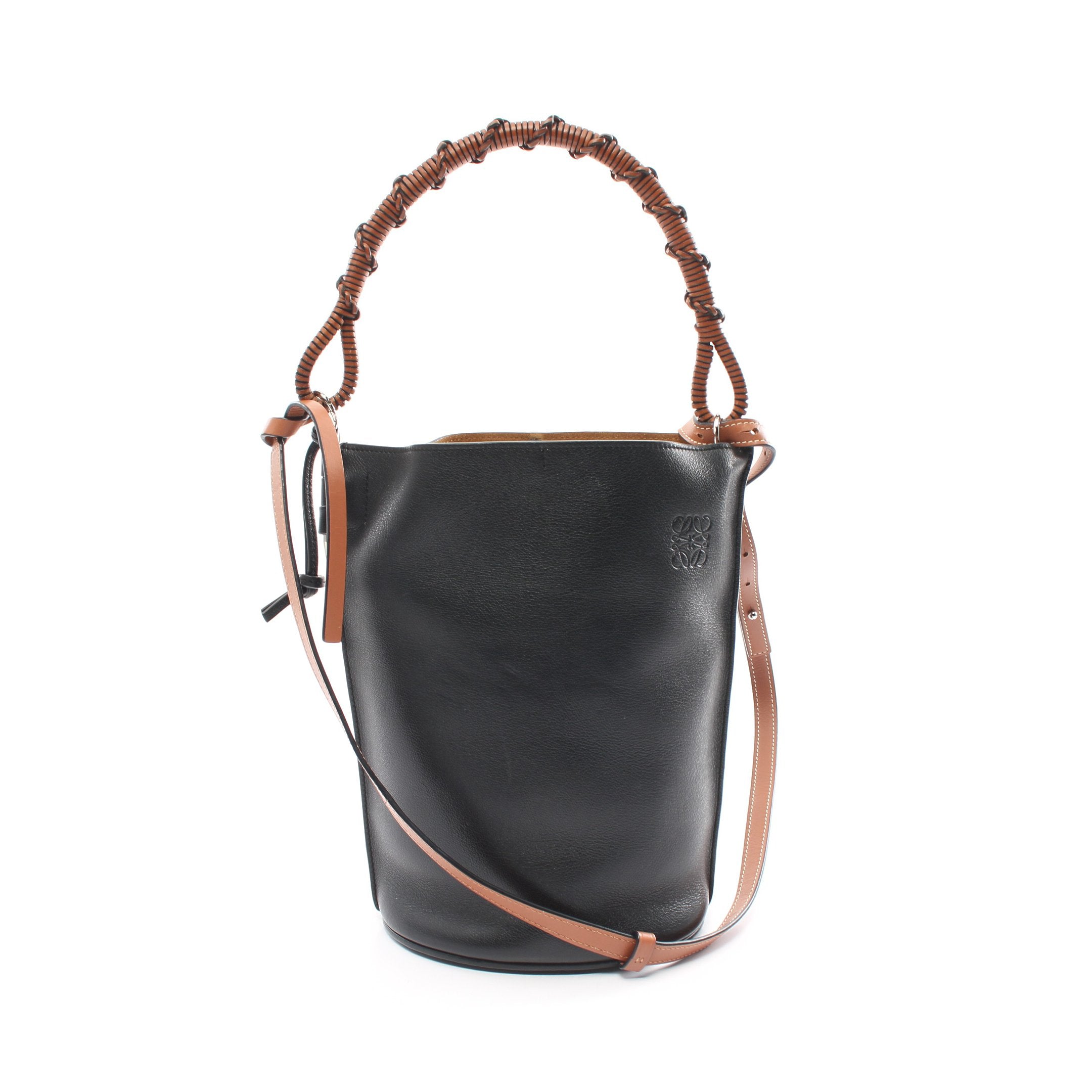 ロエベ LOEWE ショルダーバッグ ゲート バケット レザー ブラック ゴールド レディース 送料無料【中古】 z8351 LOEWE（ロエベ） ゲートバケット ショルダーバッグ レザー ブラック