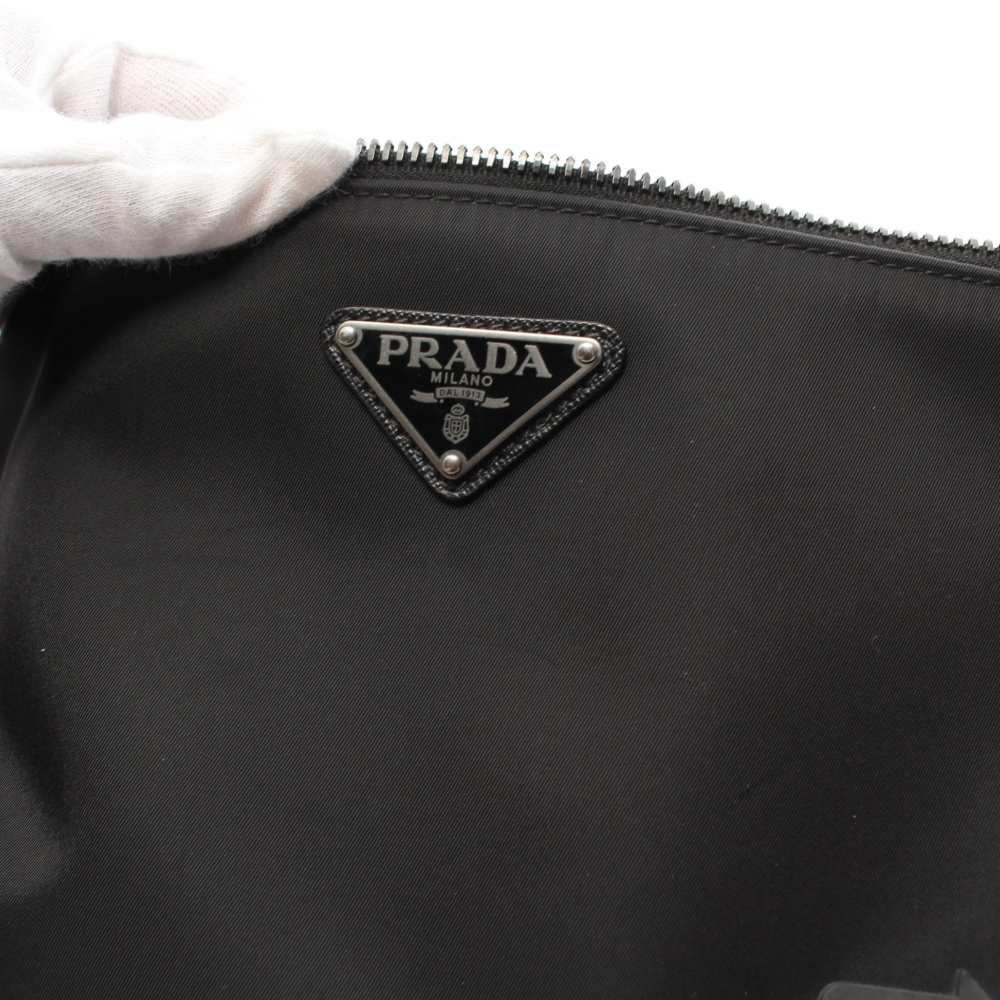 SAFFIANO TRAVEL ショルダーバッグ ナイロン サフィアーノレザー ブラック プラダ バッグ PRADA