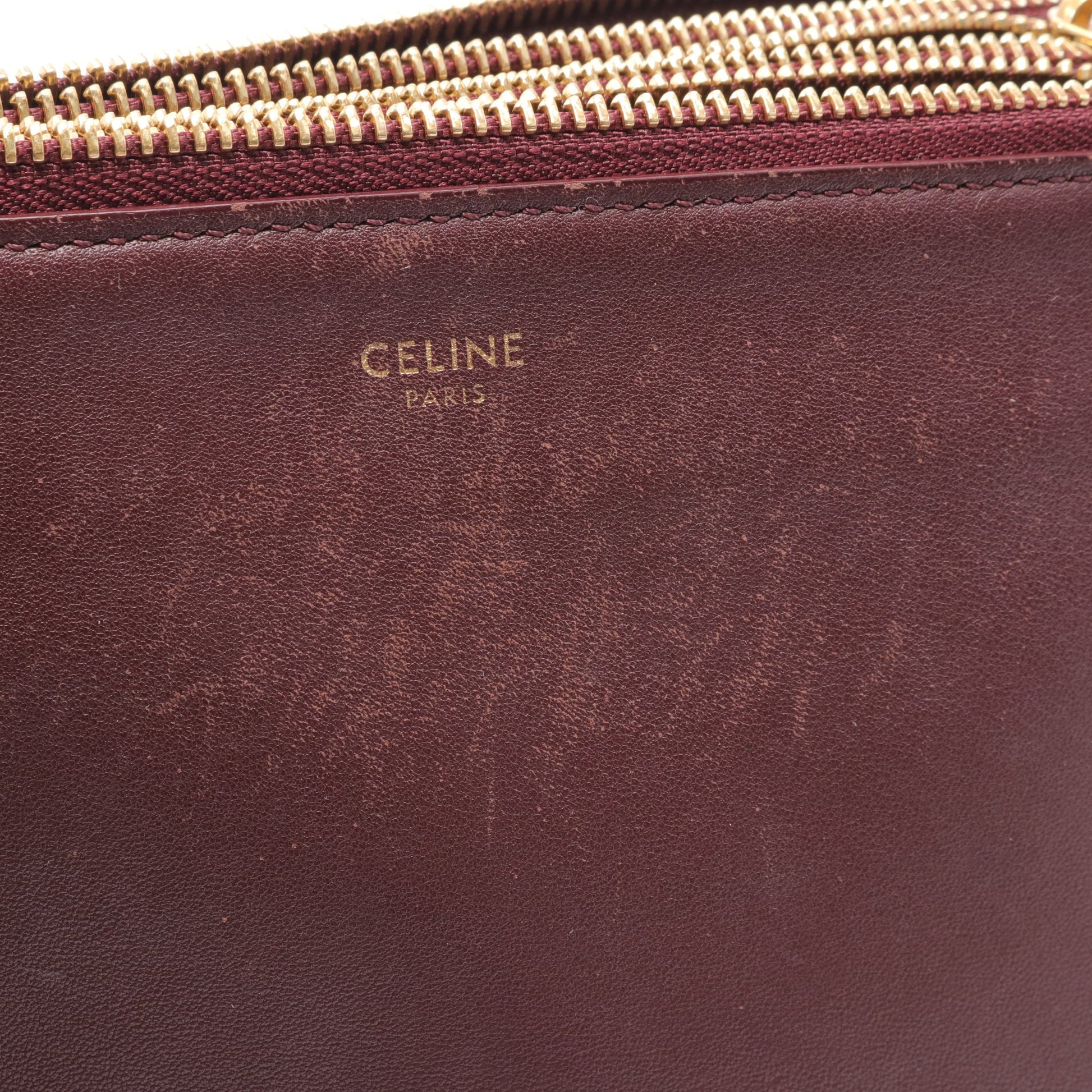 トリオ スモール ショルダーバッグ レザー ボルドー セリーヌ バッグ CELINE