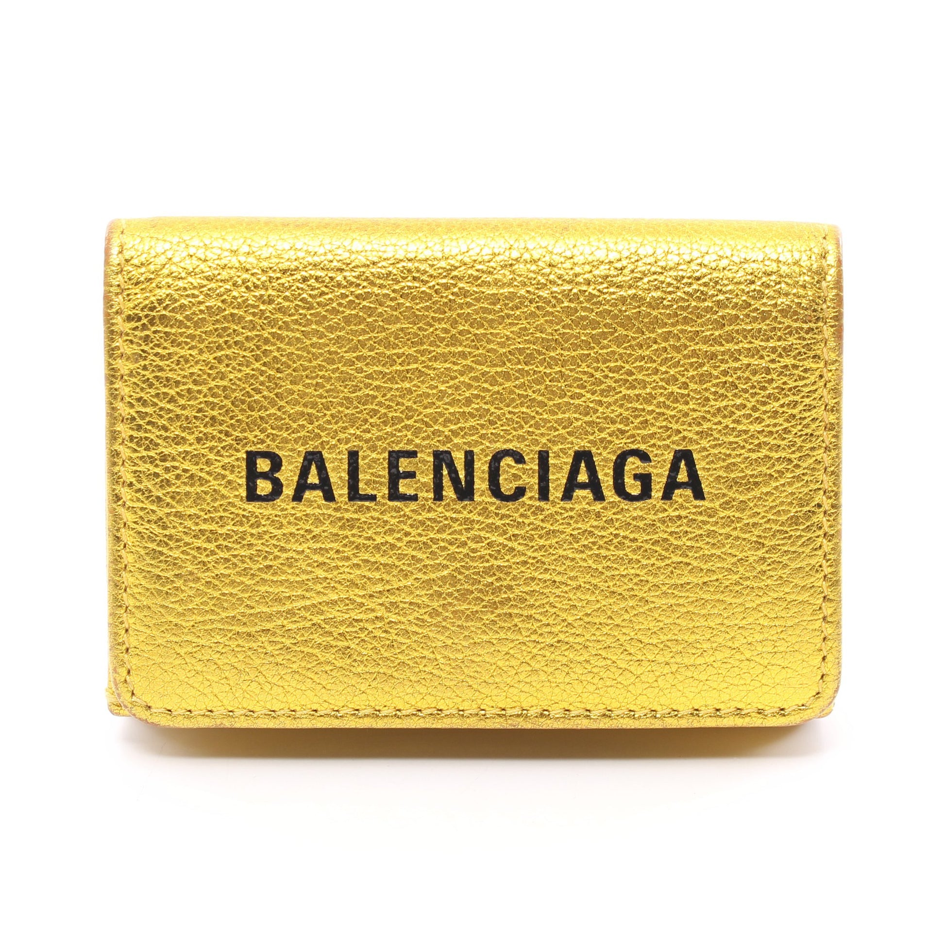 EVERYDAY エブリデイ 三つ折り財布 レザー ゴールド メタリック バレンシアガ 財布・小物 BALENCIAGA