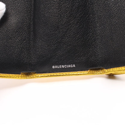 EVERYDAY エブリデイ 三つ折り財布 レザー ゴールド メタリック バレンシアガ 財布・小物 BALENCIAGA