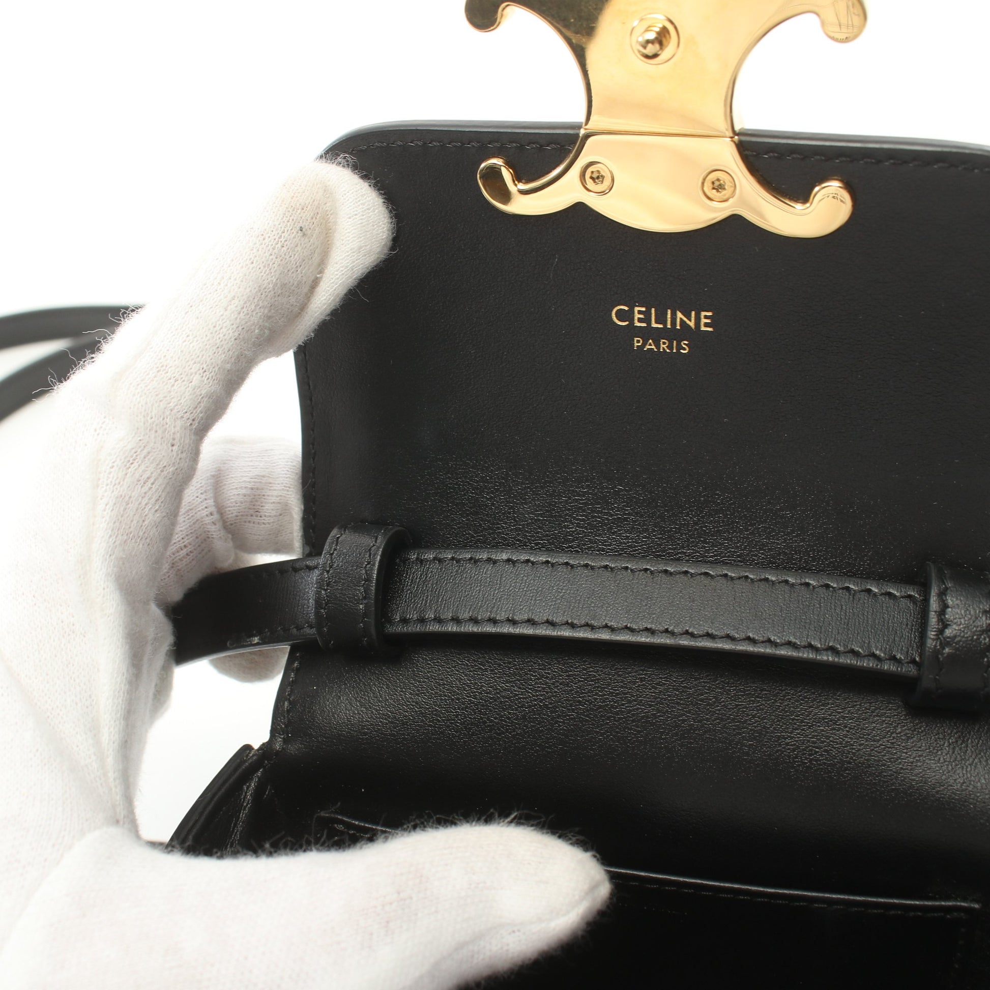 トリオンフ ショルダーバッグ レザー ブラック セリーヌ バッグ CELINE