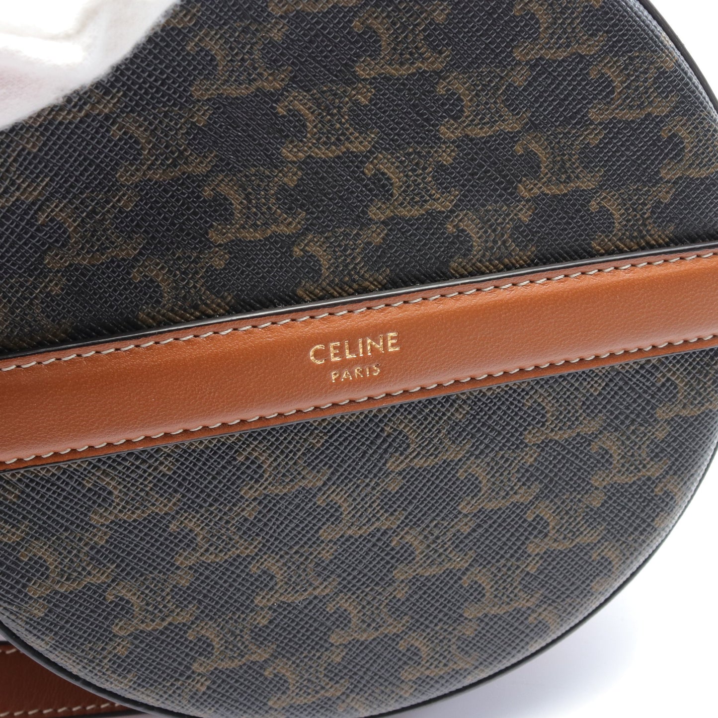 ラウンドパース トリオンフ ショルダーバッグ PVC レザー ブラック ブラウン セリーヌ バッグ CELINE