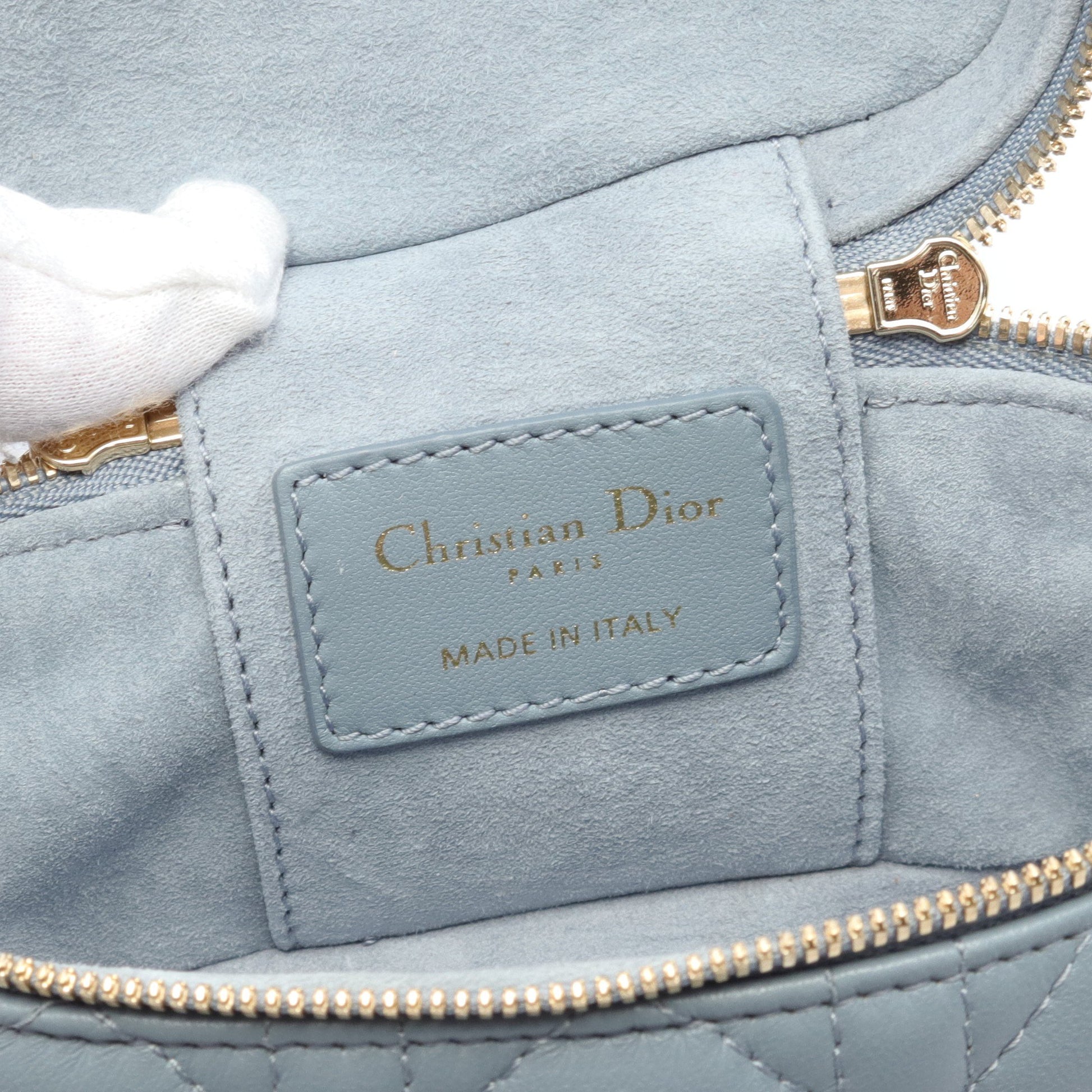 レディディオール マイクロ バニティ バニティバッグ レザー ブルーグレー 2WAY クリスチャンディオール バッグ Christian Dior