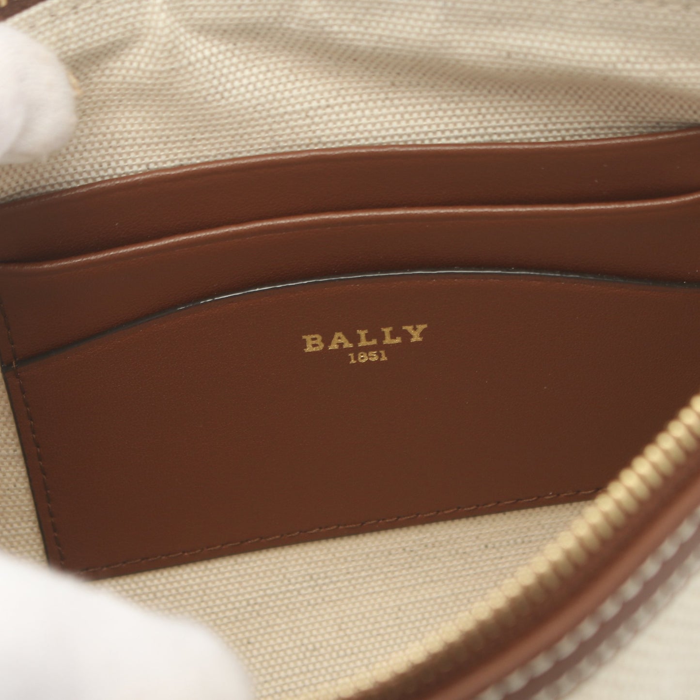 CERTHE クラッチバッグ キャンバス レザー アイボリー ブラウン バリー バッグ BALLY