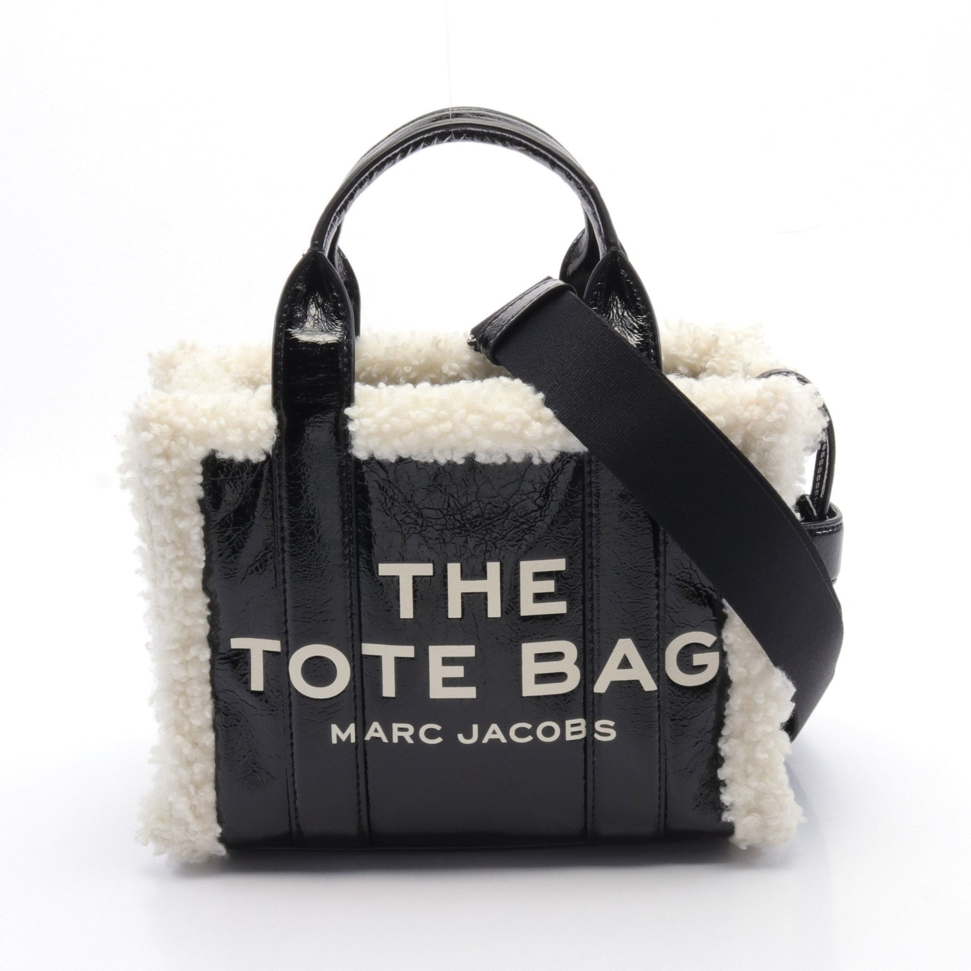 ハンドバッグ トートバッグ エナメルレザー ボア ブラック ロゴ 2WAY マークジェイコブス バッグ MARC JACOBS