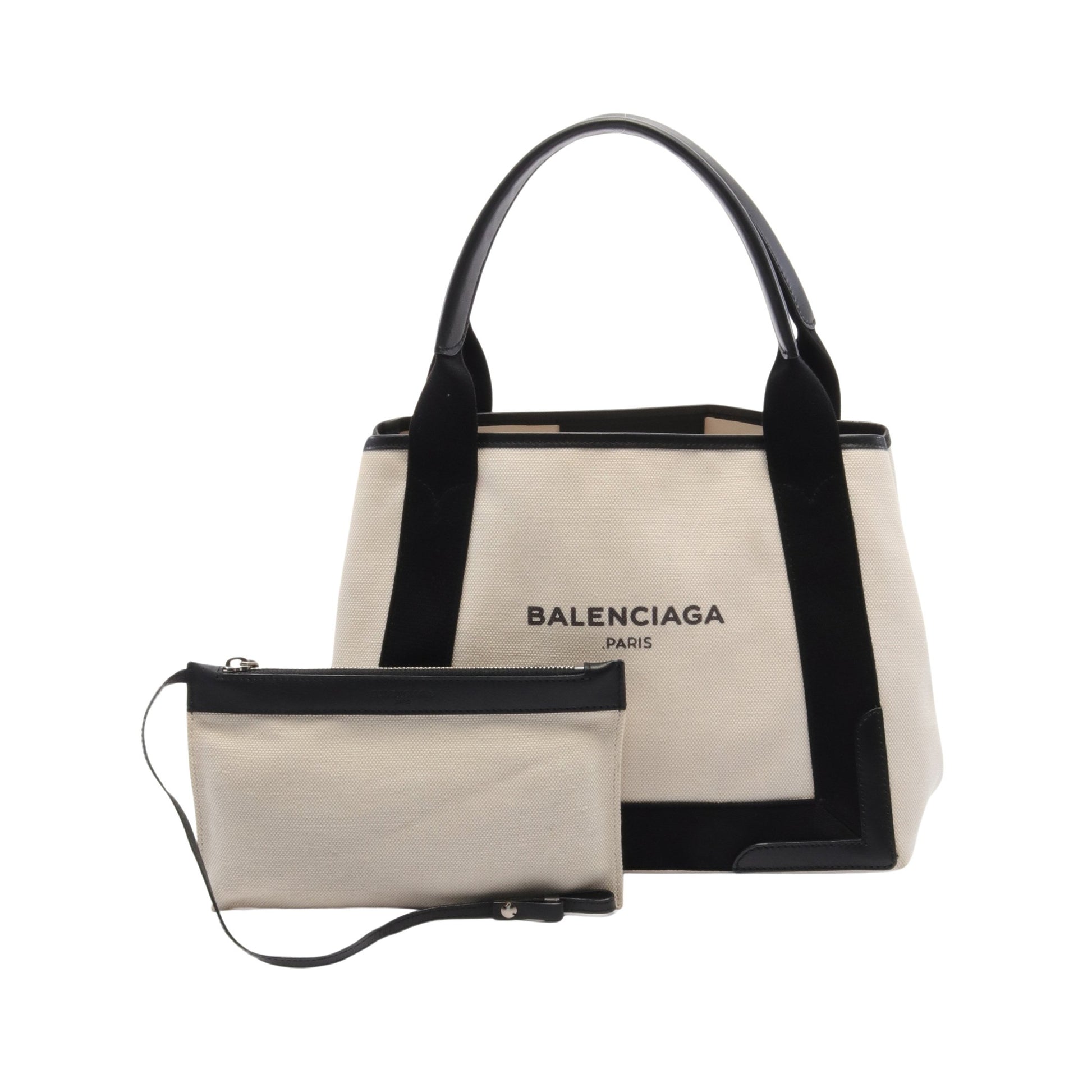 NAVY CABAS S ネイビーカバ ハンドバッグ トートバッグ キャンバス レザー オフホワイト ブラック バレンシアガ バッグ BALENCIAGA