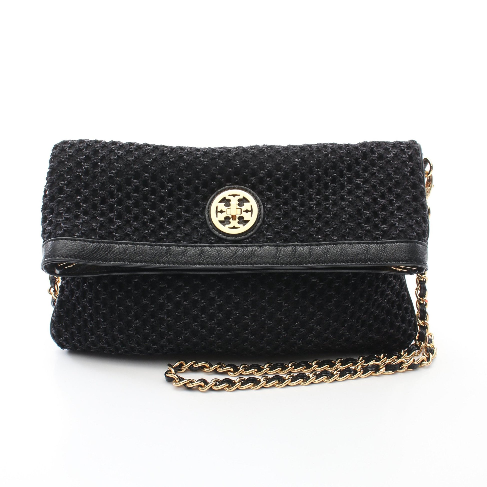 チェーンショルダーバッグ ファブリック レザー ブラック トリーバーチ バッグ TORY BURCH