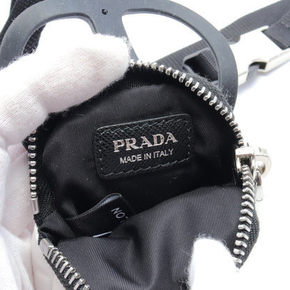 nastro tessuto スマホケース 小物入れ ナイロン ラバー ホワイト ブラック ネックストラップ付き プラダ 財布・小物 PRADA