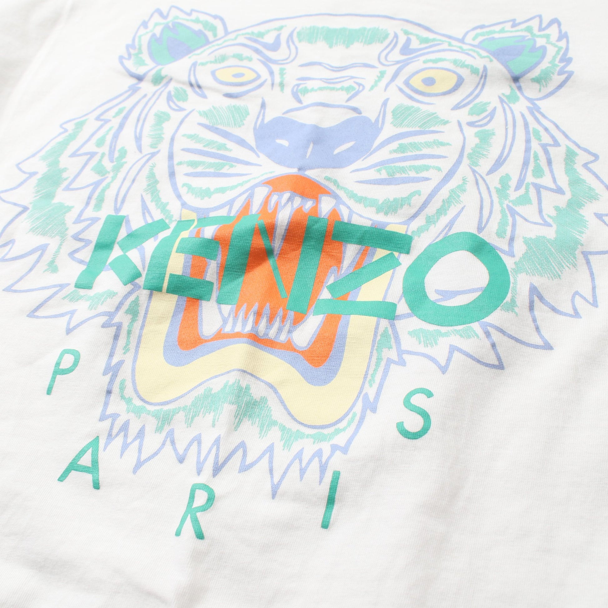 クラシックタイガー Tシャツ クルーネック コットン ホワイト マルチカラー ケンゾー トップス KENZO