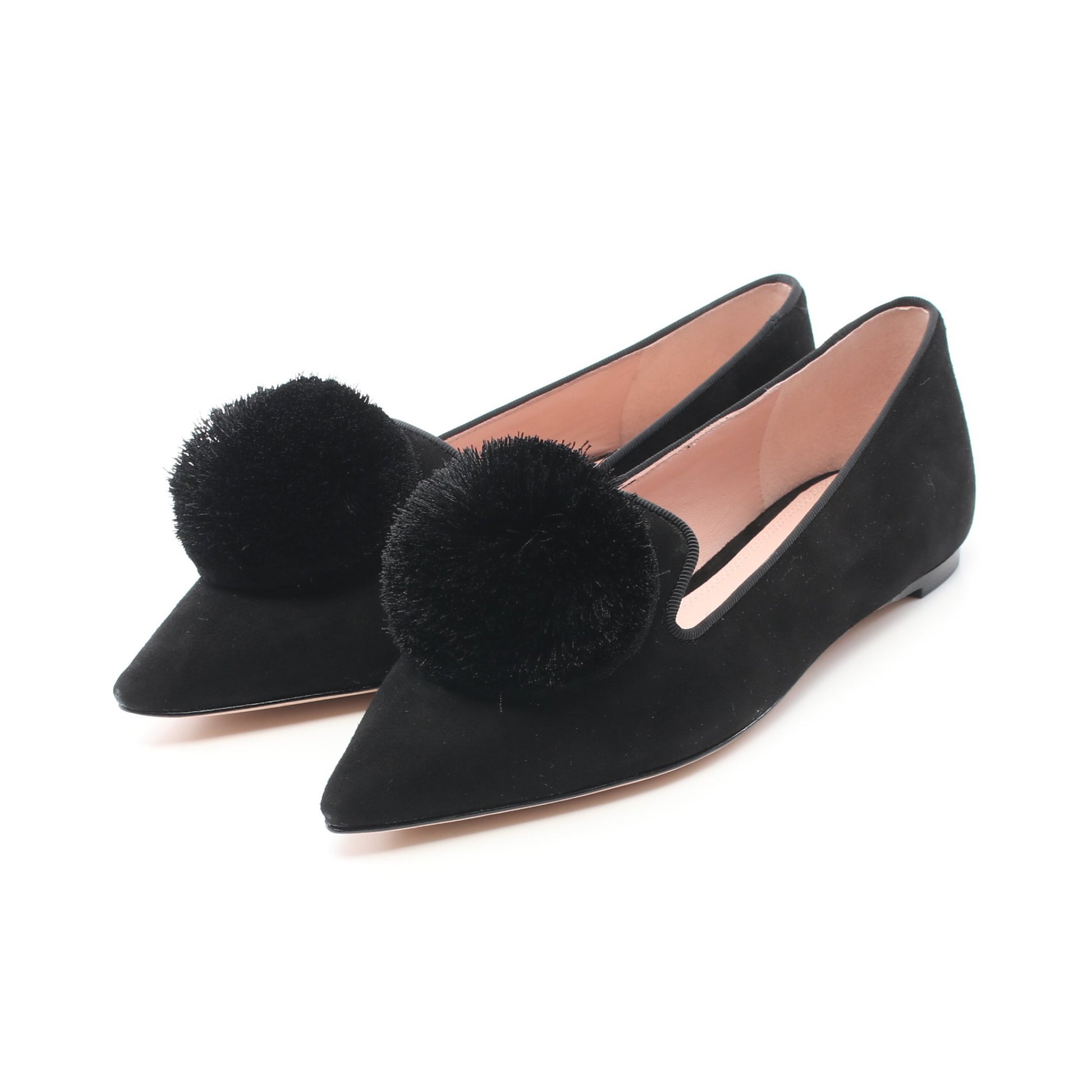 Amour Pom Flat ポインテッドトゥ フラットシューズ スエード ブラック ケイトスペード シューズ kate spade