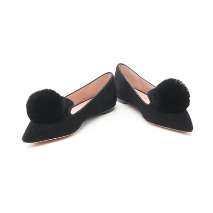 Amour Pom Flat ポインテッドトゥ フラットシューズ スエード ブラック ケイトスペード シューズ kate spade