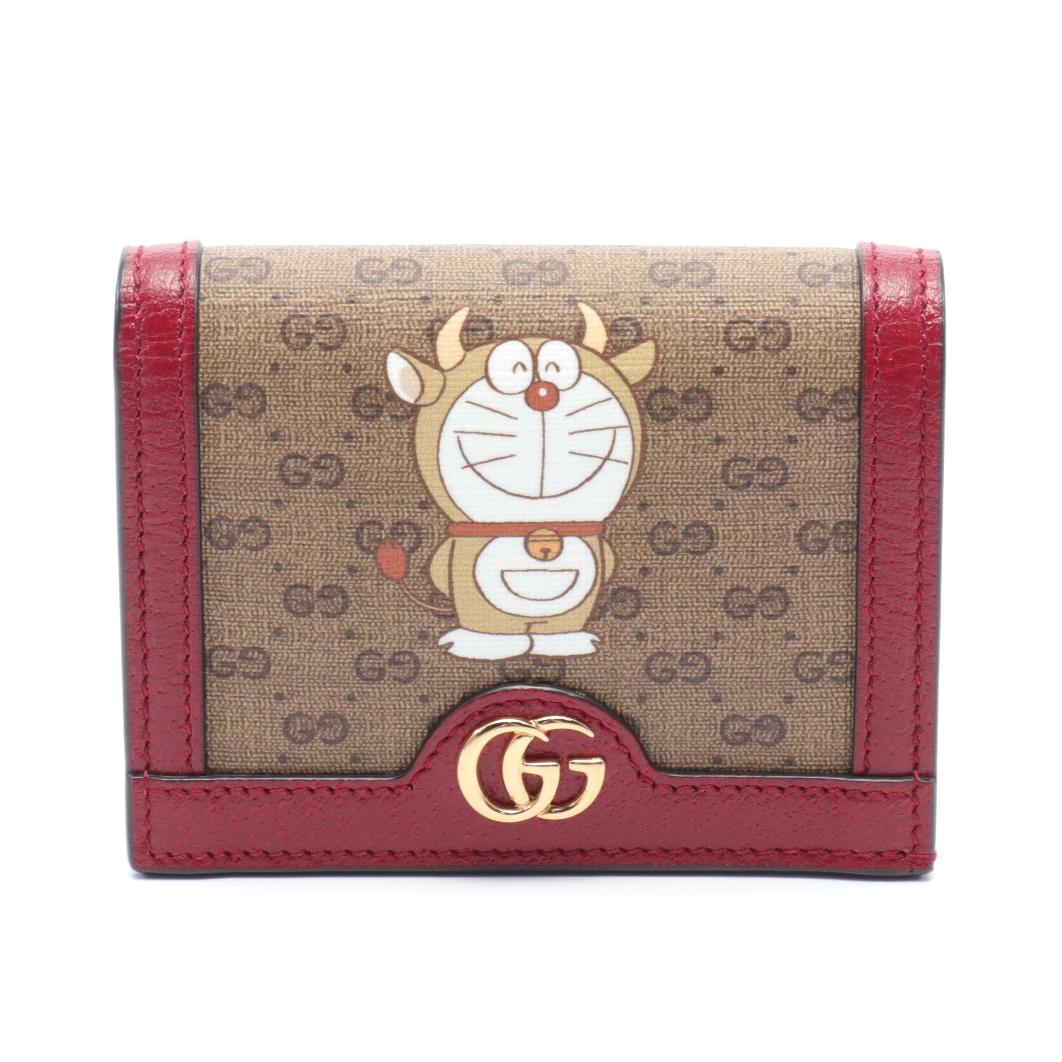 極美品 GUCCI 2つ折り 財布 ドラえもん インターロッキング PVC GG GUCCI × ドラえもん ミニGGスプリーム 二つ折り財布 コンパクト